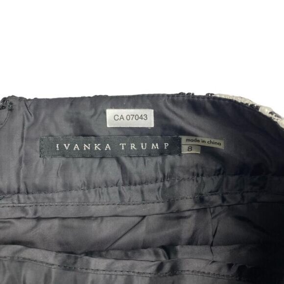 NWT IVANKA TRUMP Tweed Patterned Pencil Skirt Sz 8 Ivory White - Picture 4 of 7